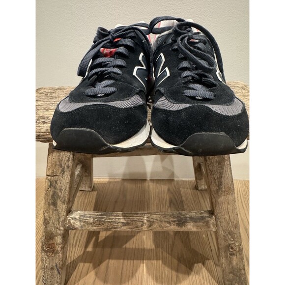 New Balance 574 Black Gray Neon Pink Suede Mens 9.5 Womens 11 VGUC Sneaker Encap - Picture 12 of 13